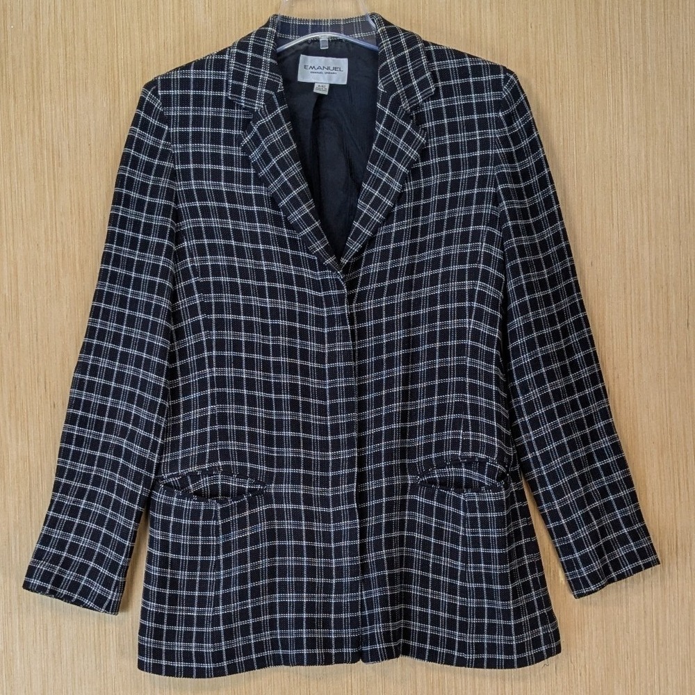 Emanuel Ungaro Women Preppy Old Money Dark Academia Blazer Jacket 8 Linen Blend